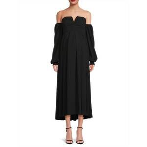 NEW EMILIA GEORGE sabrina off shoulder maternity gown in black